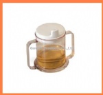 drinking cup with two handles spouted lid